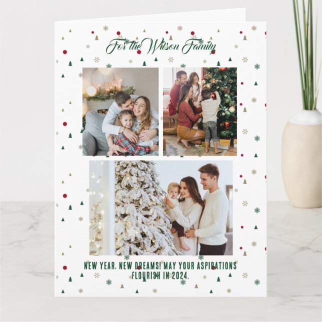 Feliz Navidad Tarjeta Verde de Navidad 3 Collage d (Anverso)