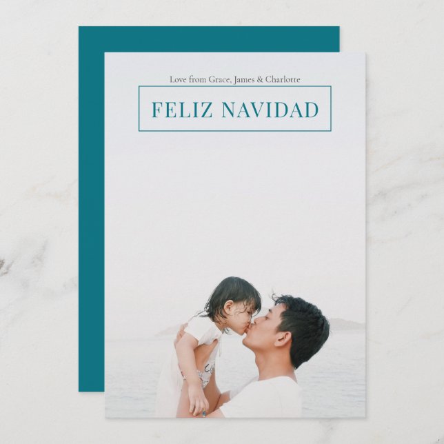 Feliz Navidad - Tarjeta verde para los Navidades m (Anverso / Reverso)