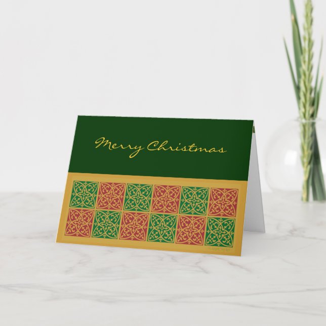 Feliz Navidad Tarjetas de Personalizado Verde Rojo (Anverso)