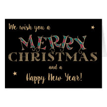 Feliz Navidad, Tartán y Letras de efecto dorado