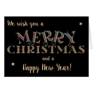 Feliz Navidad, Tartán y Letras de efecto dorado