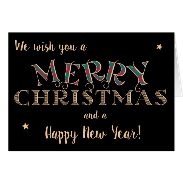 Feliz Navidad, Tartán y Letras de efecto dorado (Anverso (Horizontal))