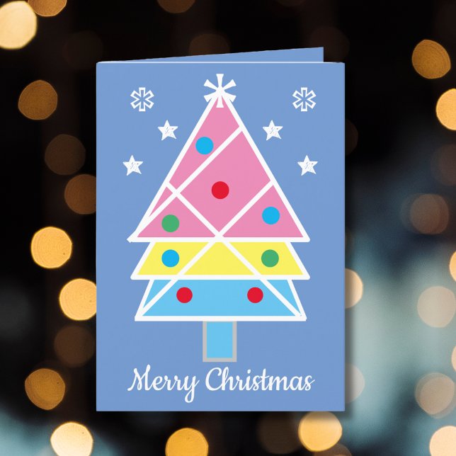 Feliz Navidad Temporadas Saludos Moderno Guay Cute (Personalize this simple, cute soft blue Christmas card. Make it your own.)
