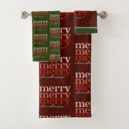 Feliz Navidad Texto Saludo Patrón Verde y Rojo