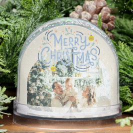 Feliz Navidad Tipografía Azul foto arcada