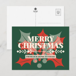 Feliz Navidad Tipografía de Acebo Tarjeta Postal d