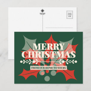 Feliz Navidad Tipografía de Acebo Tarjeta Postal d