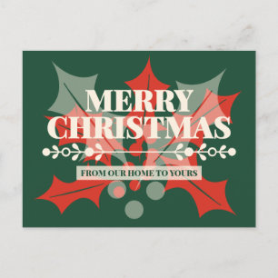 Feliz Navidad Tipografía de Acebo Tarjeta Postal d