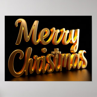 Feliz Navidad Tipografía de Lujo Póster Papel H04