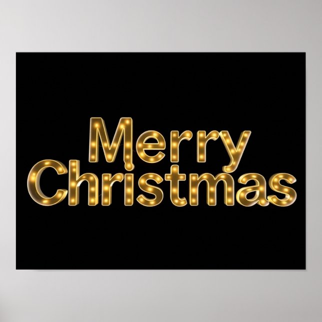 Feliz Navidad Tipografía de Lujo Póster Papel H10 (Frente)