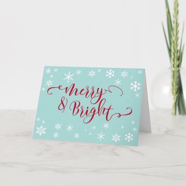Feliz Navidad Tipografía Roja sobre Azul de Huevo  (Anverso)
