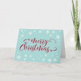 Feliz Navidad Tipografía Roja sobre Azul de Huevo 