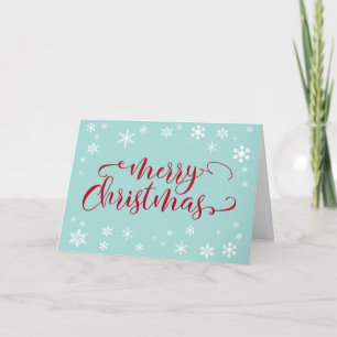 Feliz Navidad Tipografía Roja sobre Azul de Huevo