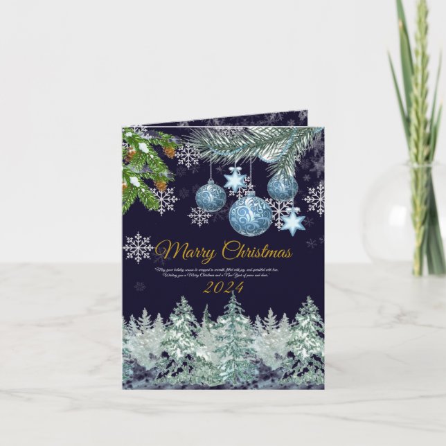 Feliz Navidad tradicional rústico azul marino (Anverso)