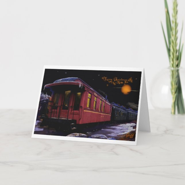 Feliz Navidad Tren del Viejo Tiempo en la Nieve (Anverso)