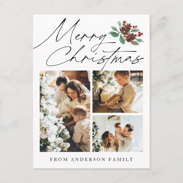 Feliz Navidad Tres Foto Cherry Botanical (Anverso)