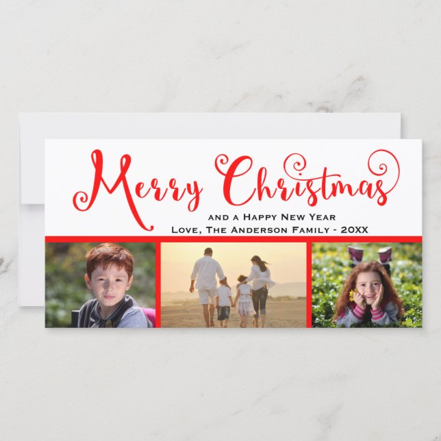 Feliz Navidad Tres Guiones Fotográficos - Tarjeta  (Anverso)