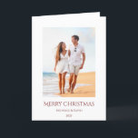 Feliz Navidad Tropical Beach Vacation Photo<br><div class="desc">Tarjeta de vacaciones Tropical Beach,  con temática costera y diseño de tipografía roja. Con letras rojas de personalizable,  puede agregar su propio texto. También cambias la foto con la tuya para hacer especial. Ideal para desear a los seres queridos una Feliz Navidad desde su destino de vacaciones.</div>