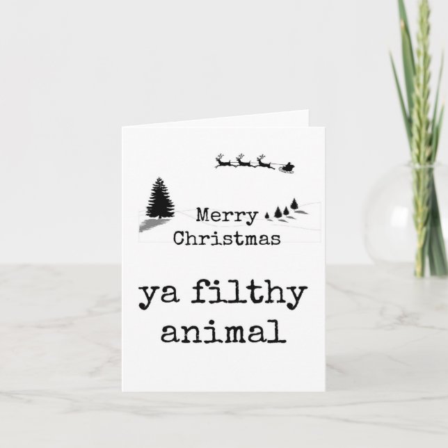 Feliz Navidad, un animal sucio, Tarjeta divertida (Anverso)