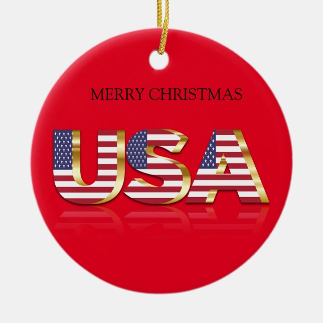 Feliz Navidad USD Ornamento cerámico (Frente)