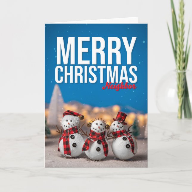 Feliz Navidad Vecino Fotografía de muñecos de niev (Anverso)