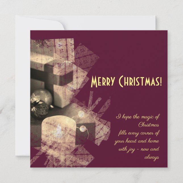 Feliz Navidad - velas cúbicas y regalos (Anverso)