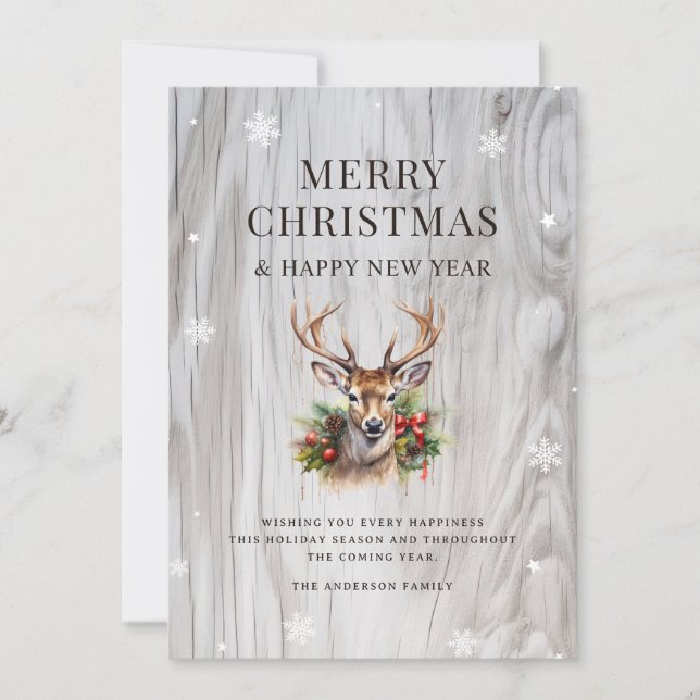 Feliz Navidad Venado Holly Flauta de nieve de made (Anverso)