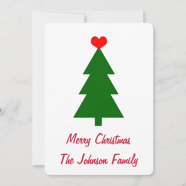 Feliz Navidad Verde Árbol de Navidad Corazón Rojo (Anverso)