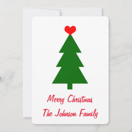 Feliz Navidad Verde Árbol de Navidad Corazón Rojo