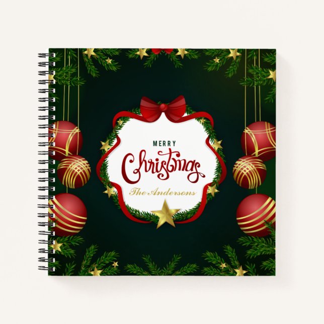 Feliz Navidad Verde Personalizada | Libro de visit (Anverso)