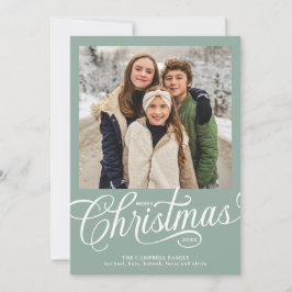Feliz Navidad Verde Script Familia Foto