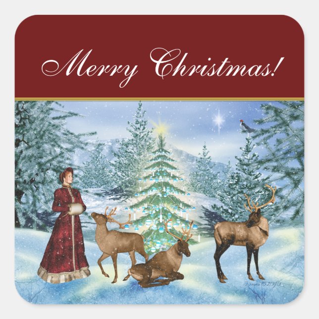 Feliz Navidad Victorianos Pegatinas de la escena d (Anverso)