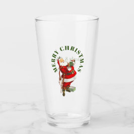 Feliz Navidad, Viejo Tumbler de Vidrio de Santa