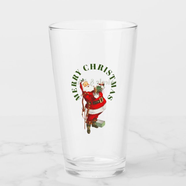 Feliz Navidad, Viejo Tumbler de Vidrio de Santa (Anverso)