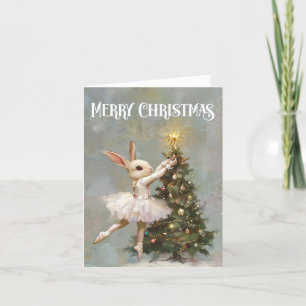 Feliz Navidad Vintage Ballerina Bunny and Tree