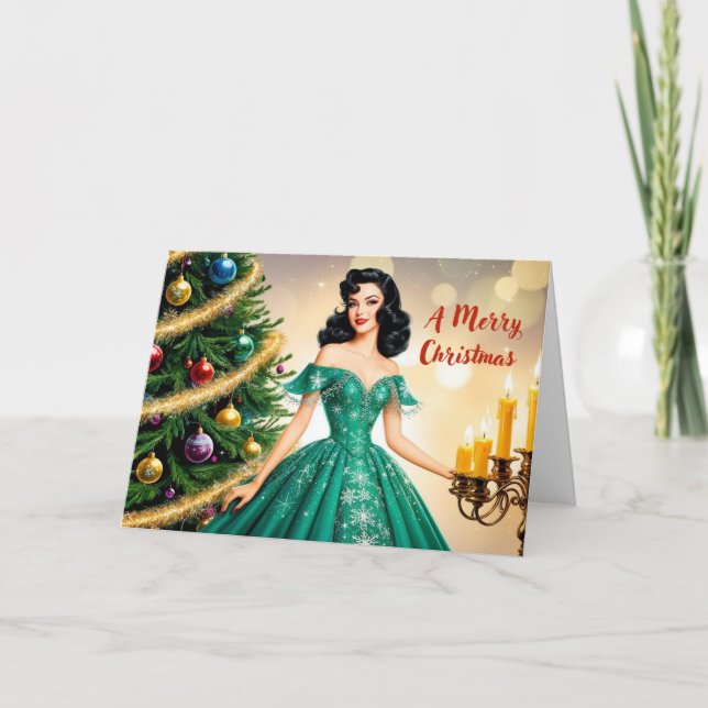 Feliz Navidad Vintage Lady con Velas (Anverso)