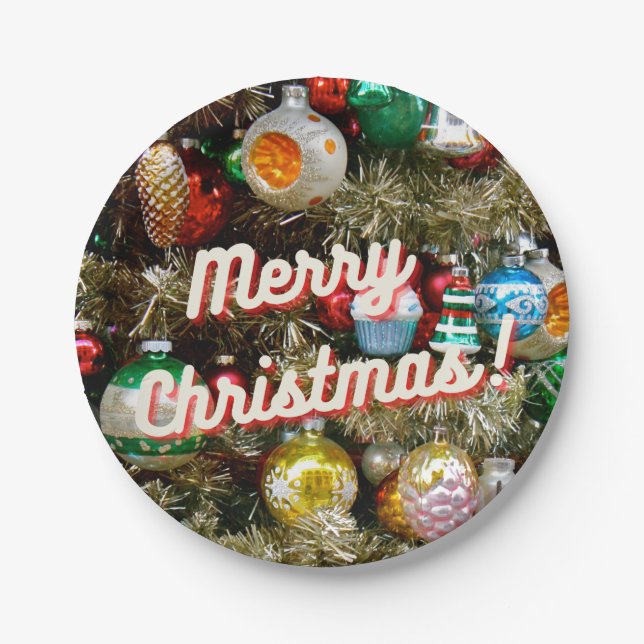 ¡Feliz Navidad Vintage! Plato de Papel (Anverso)