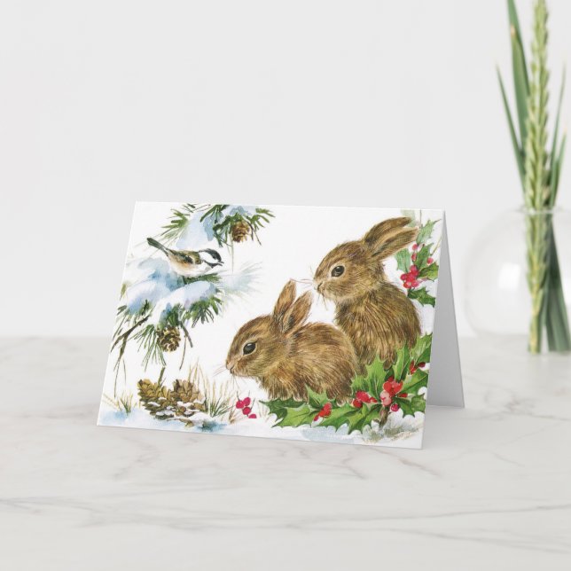 Feliz Navidad Vintage Rabbits (Anverso)