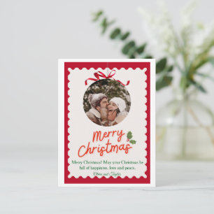 Feliz Navidad vintage rojo y verde ilustrado
