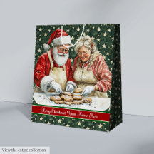 Feliz Navidad Vintage Santa Bolsa de Regalo Monogr