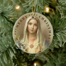 Feliz Navidad | Virgen María | Adorno de Cerámica