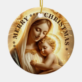 Feliz Navidad | Virgen María | Adorno de Cerámica