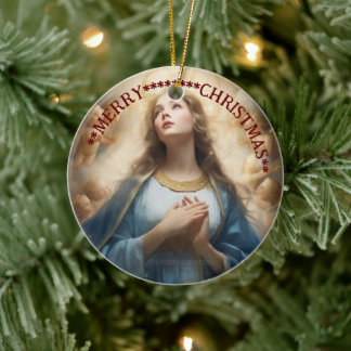Feliz Navidad | Virgen María | Adorno de Cerámica
