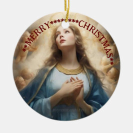 Feliz Navidad | Virgen María | Adorno de Cerámica