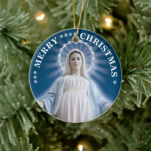 Feliz Navidad Virgen María Adorno de Cerámica