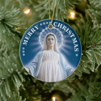 Feliz Navidad | Virgen María | Adorno de Cerámica