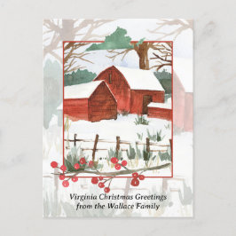 Feliz Navidad Virginia Farm Red Barn Personalizado