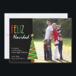 Feliz Navidad Vistoso - foto española del navidad<br><div class="desc">Tarjeta colorida del día de fiesta del navidad en español que ofrece español del en de "Feliz Navidad" con un diseño del árbol de navidad de la diversión. Añada su foto y mensaje de familia en el frente. La parte posterior se deja en blanco para que le escriba mensajes personales...</div>