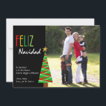 Feliz Navidad Vistoso - foto española del navidad<br><div class="desc">Tarjeta colorida del día de fiesta del navidad en español que ofrece español del en de "Feliz Navidad" con un diseño del árbol de navidad de la diversión. Añada su foto y mensaje de familia en el frente. La parte posterior se deja en blanco para que le escriba mensajes personales...</div>