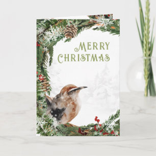 Feliz Navidad Watercolor Trepador Nido Pájaro
